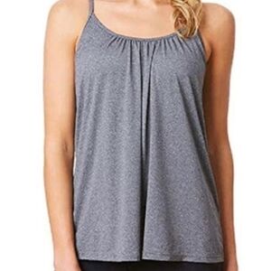 32 DEGREES COOL Grey Heather Built-in Bra Spaghetti Strap Tank Top Large New